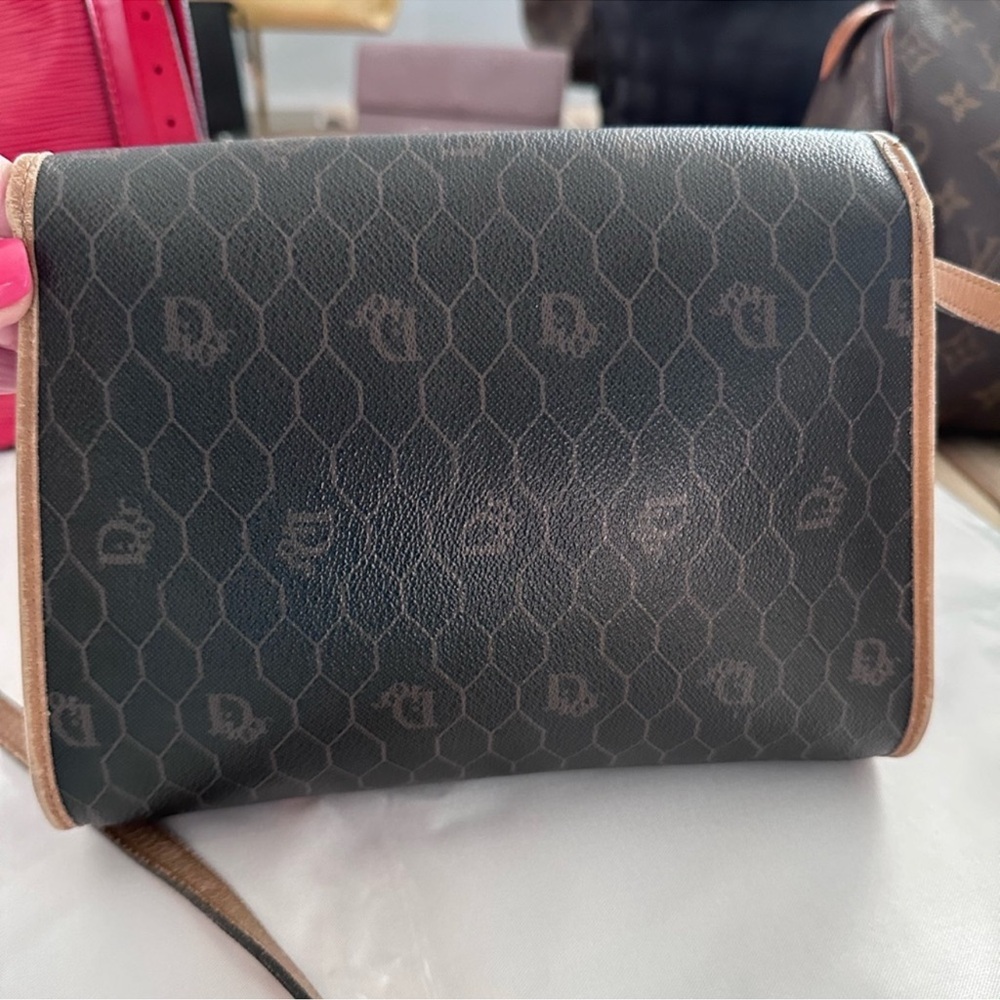SALE Vintage Christian Dior Honeycomb Monogram Crossbody Flap Bag - Picture 2 of 8